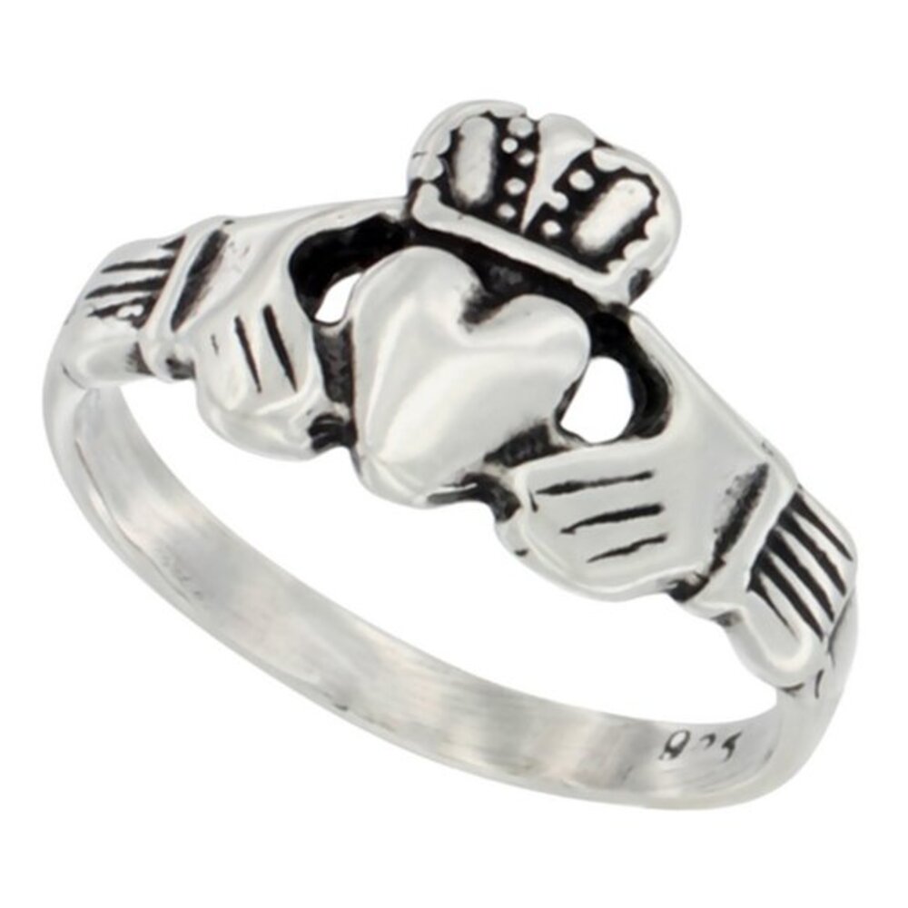 New Sterling Silver Claddagh Ring Antiqued finish